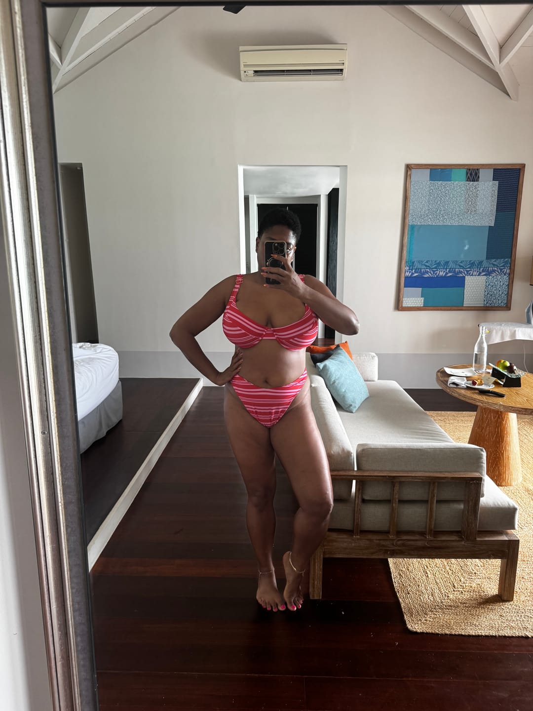 Customer photo review of Lily Underwire Top - Sunset Stripe