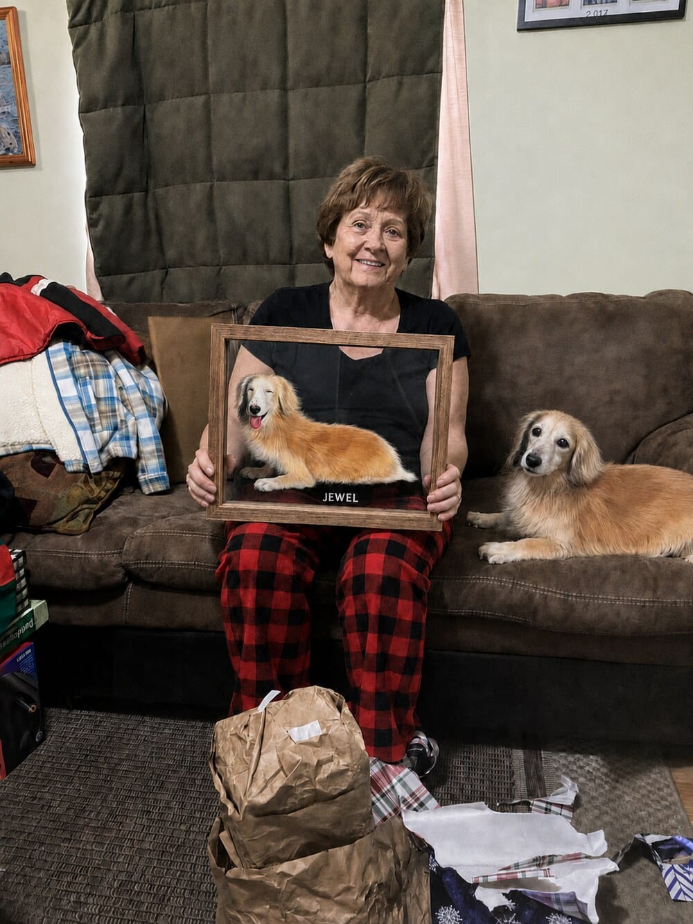 Customer photo review of 3D Hand-Drawn Pet Portraits