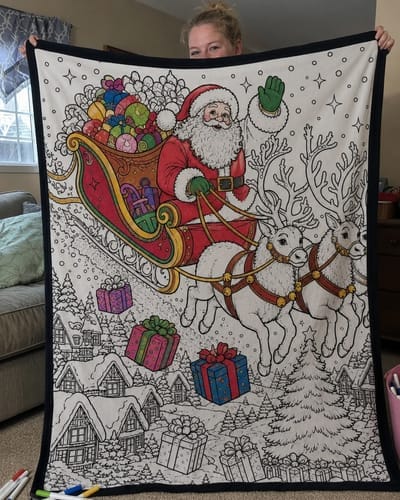 Customer photo review of Custom Blanket - For Adults - DIY Drawing with Markers