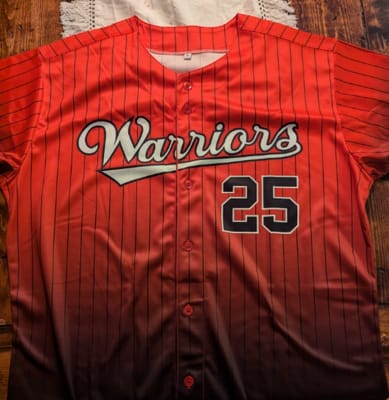 Customer photo review of Custom Red Black-White Gradient Stripe Fashion Authentic Baseball Jersey