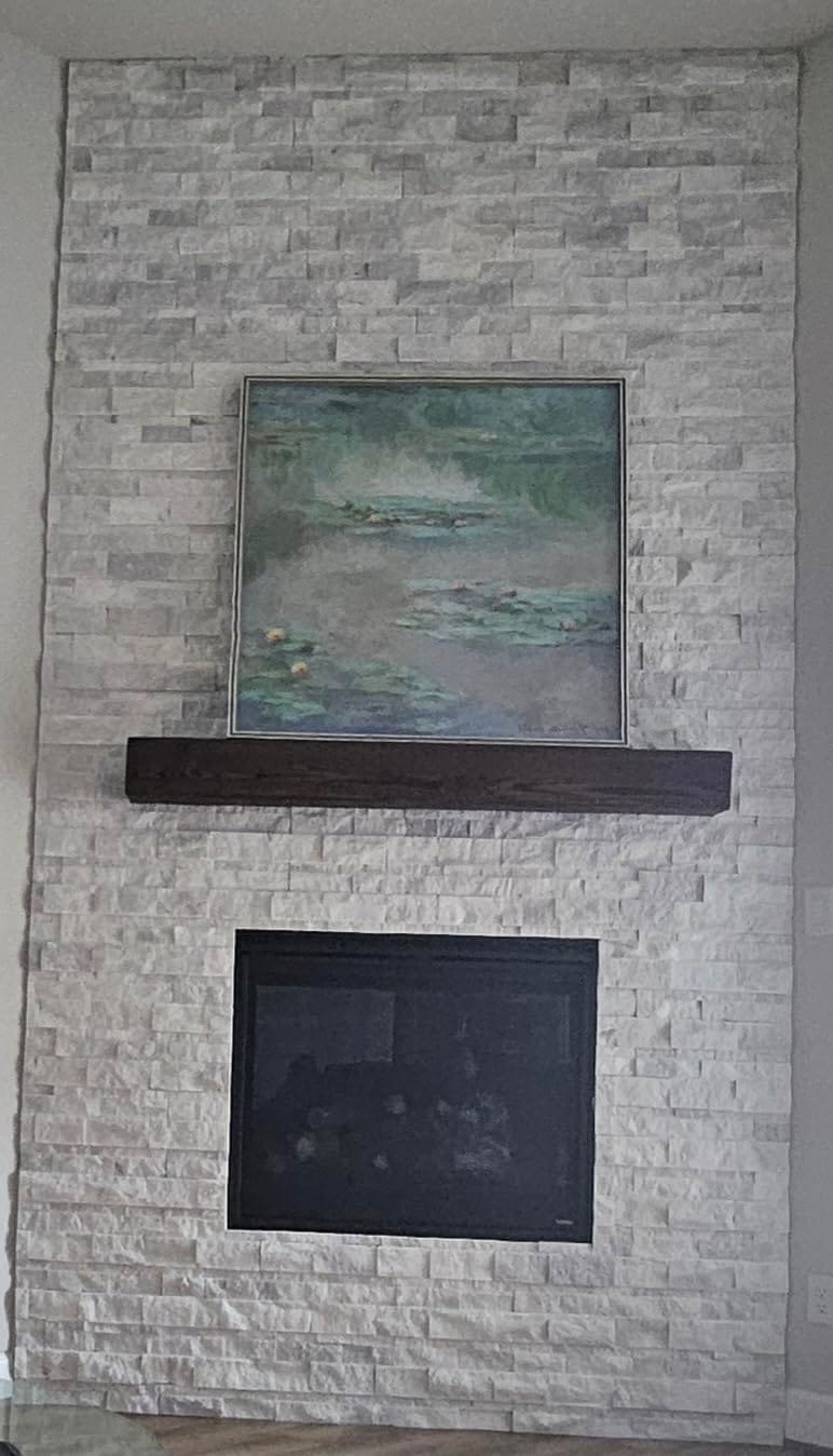 Customer photo review of 60" Handcrafted Real Wood Fireplace Mantel