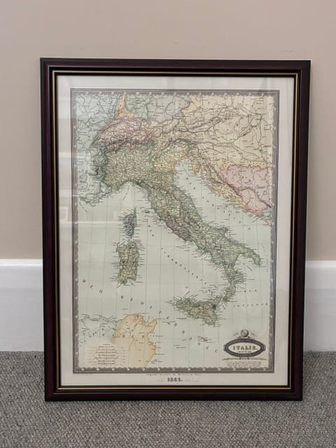 Customer photo review of Old Map of Italy by Garnier, 1861: Unification, Rome, Milan, Venice, Alps, Po River