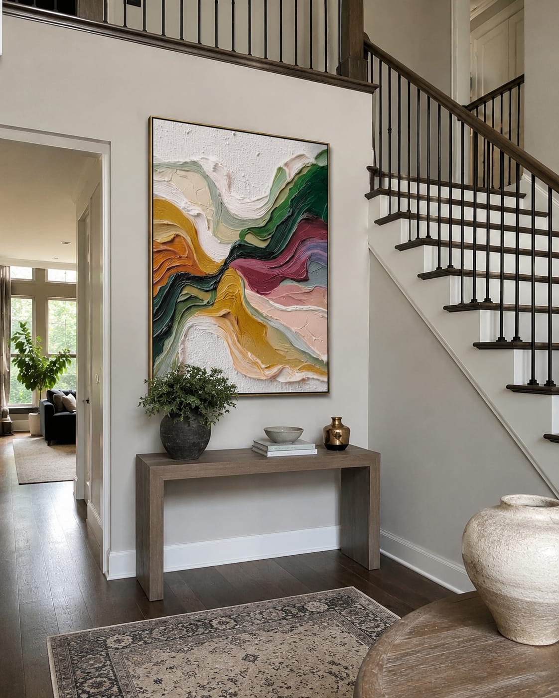 Customer photo review of Primal Flow – Wabi-sabi Heavy Impasto Abstract Painting | Modern Minimalist Entryway Art