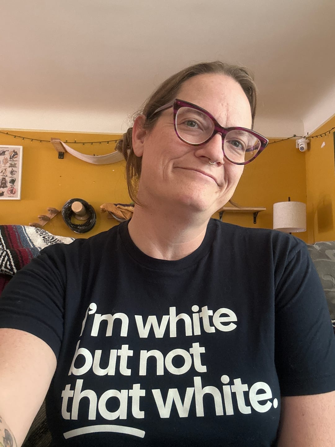 Customer photo review of I’m white but not that white Unisex Tee