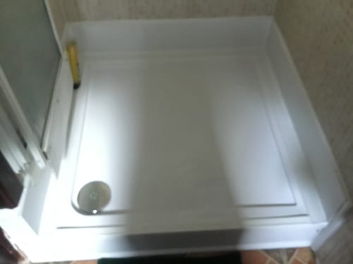 Customer photo review of Nuie 900 x 900mm Square Easy Plumb Stone Shower Tray - White