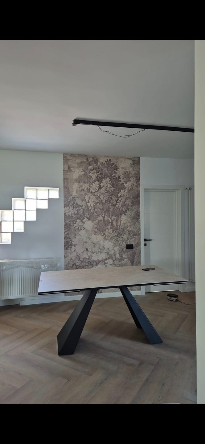 Customer photo review of Masa extensibila SALVADORE, crem/negru, sticla/ceramica/metal, 160/240x90x77 cm