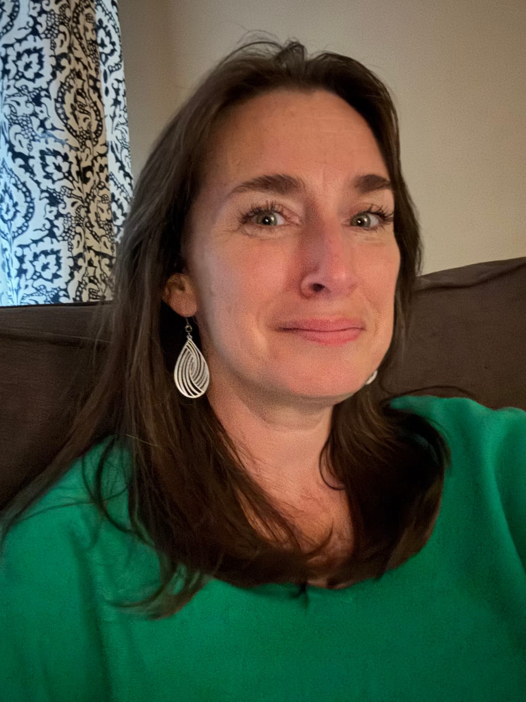 Customer photo review of Large Teardrop Swirl Dangles Hypoallergenic Earrings for Sensitive Ears with Plastic Posts