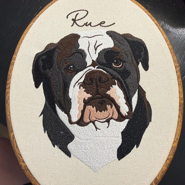 Customer photo review of Personalized Pet Portrait Embroidery Hoop Art