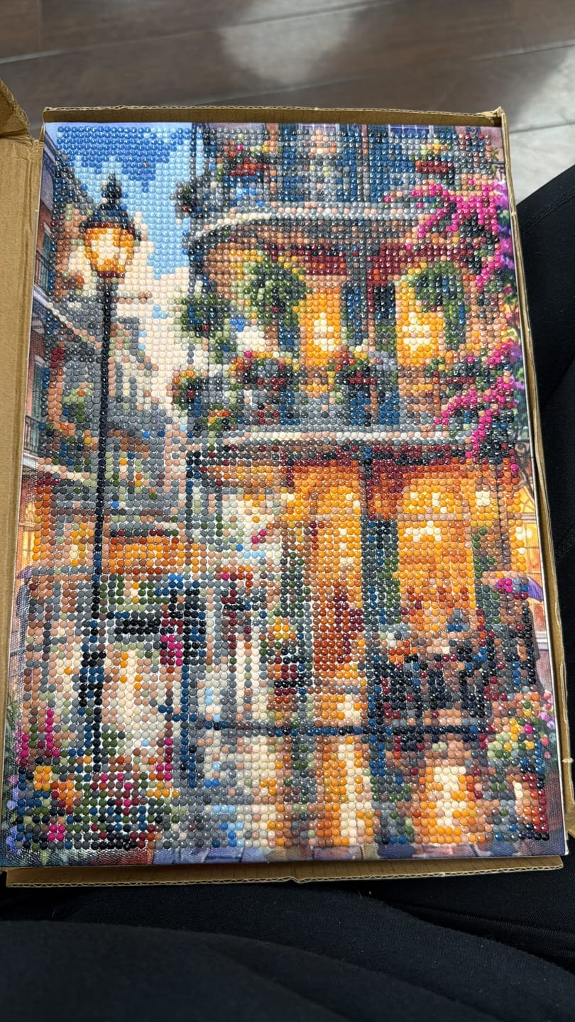 Customer photo review of New Orleans Rainy Cafe Watercolor (Diamond Painting)