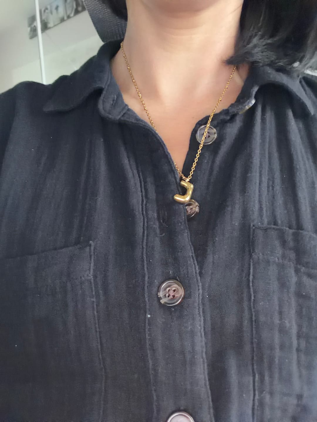 Customer photo review of Bubble Letter Initial Necklace (Bundle)