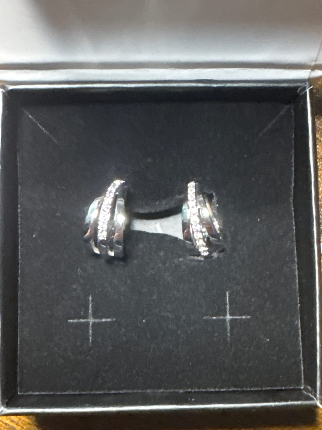 Customer photo review of Bella 18k White Gold Plated 17mm Hoop Earrings with Swarovski Crystals