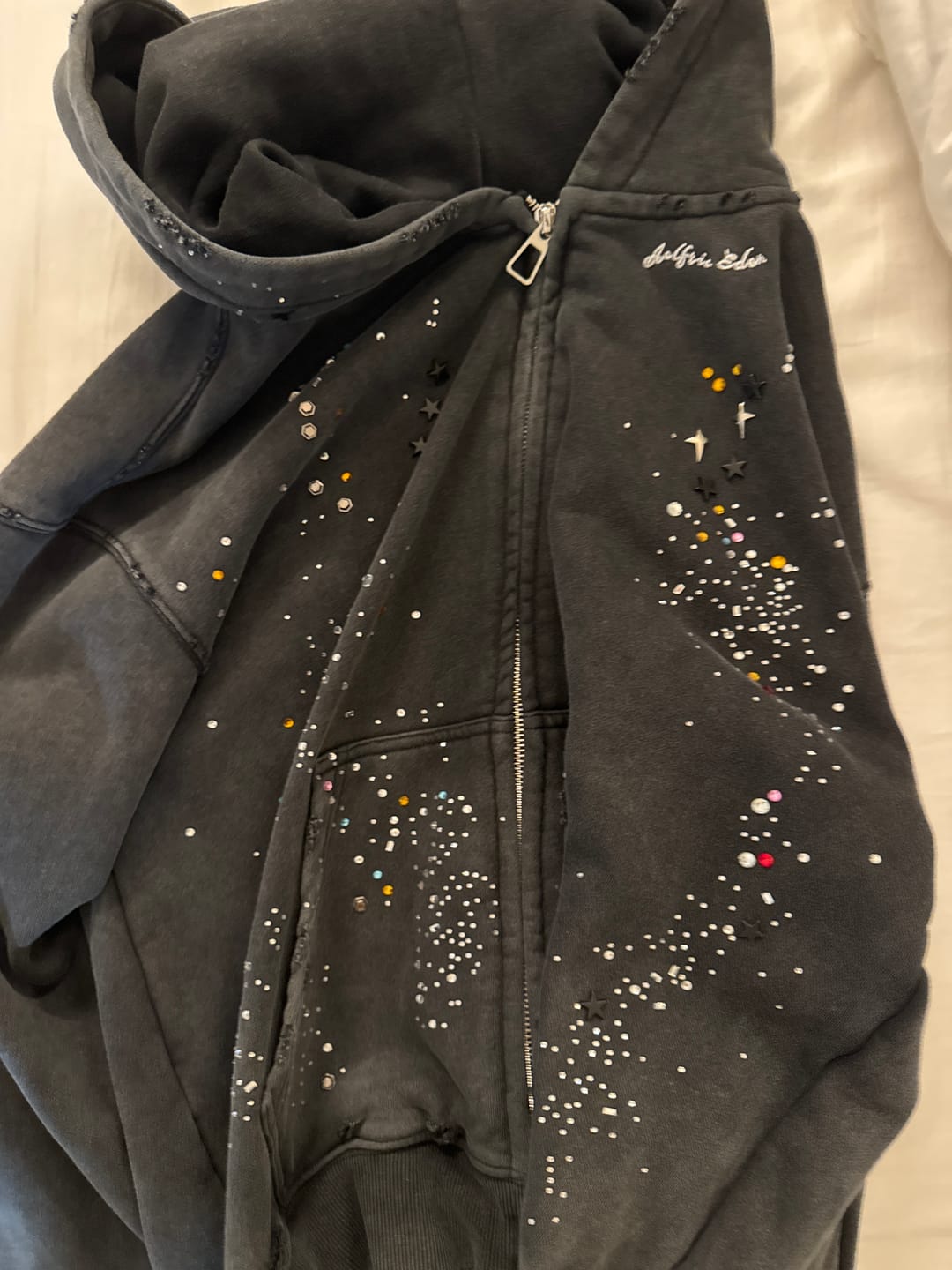 Customer photo review of Aelfric Eden Rhinestone Boxy Zip Up V302 Hoodie