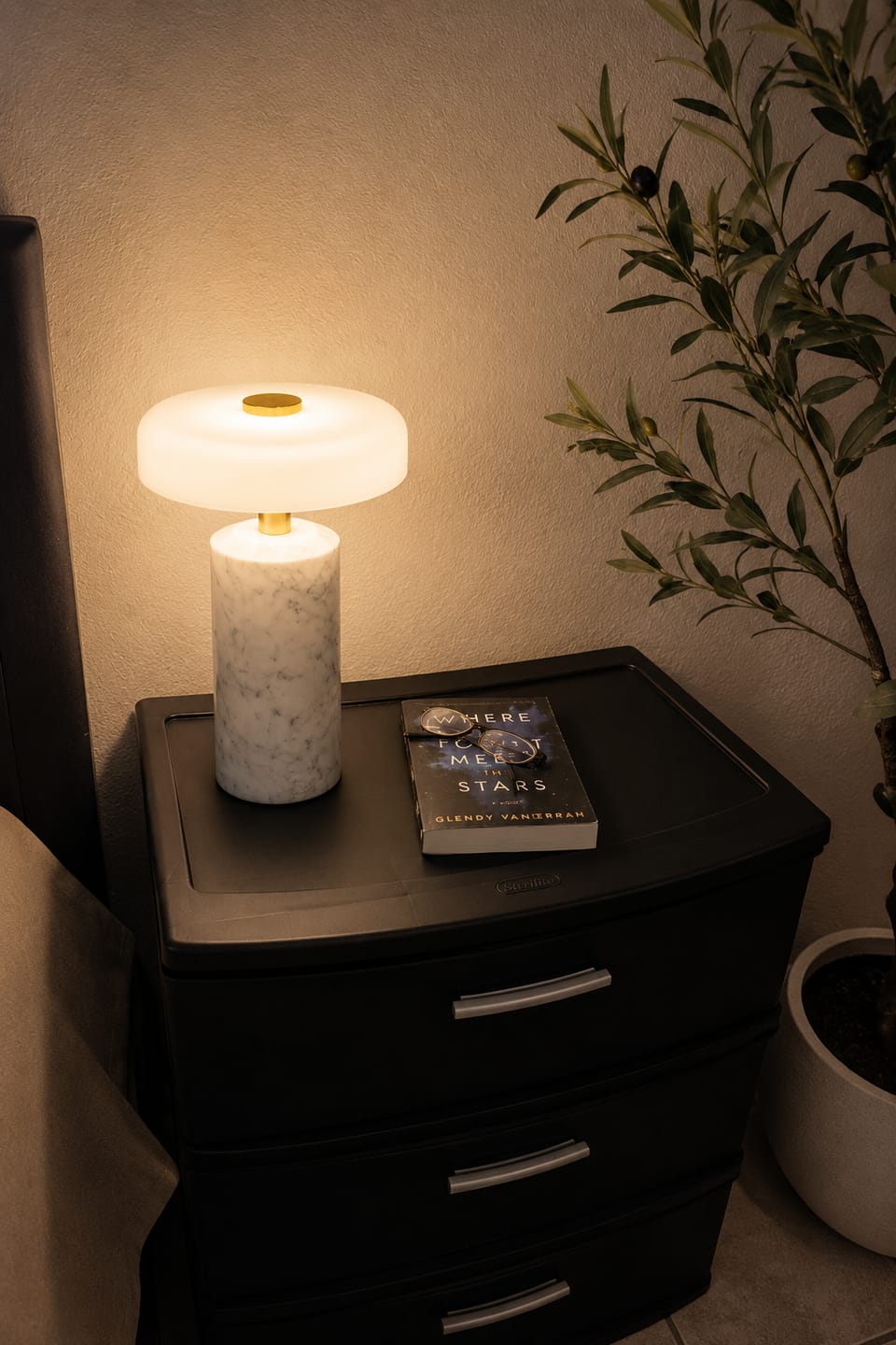 Customer photo review of Wireless Marble Glass Table Lamp