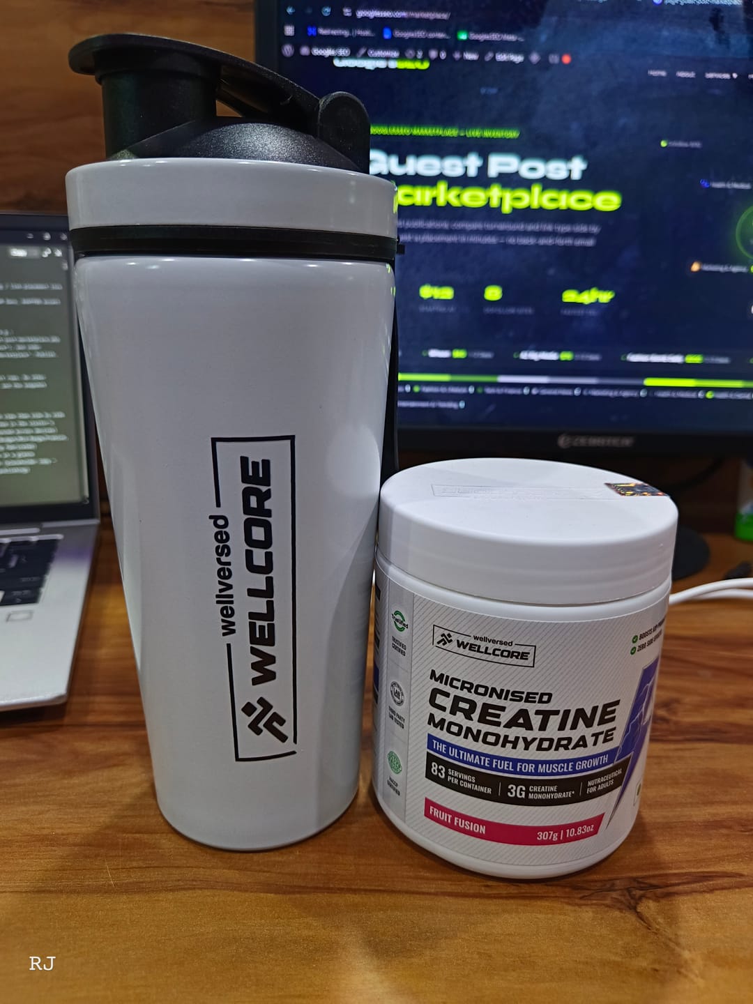 Customer photo review of Wellcore - Micronised Creatine Monohydrate (83 Servings, Fruit Fusion) + Premium Steel Shaker