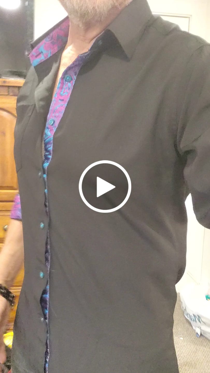 Customer video review of Barry. Wang Black Dress Shirt Mens Splicing Silk Casual Party Club Long Sleeve Shirt
