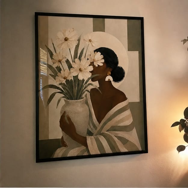 Customer photo review of Woman With Flowers Canvas Wall Art