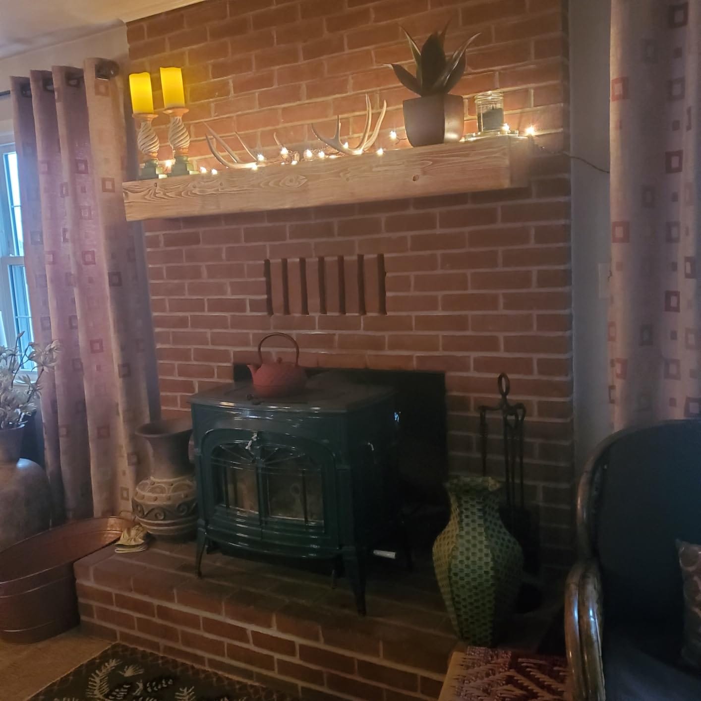 Customer photo review of 60" Handcrafted Real Wood Fireplace Mantel