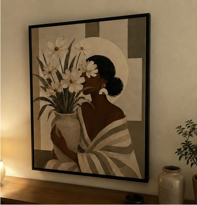Customer photo review of Woman With Flowers Canvas Wall Art