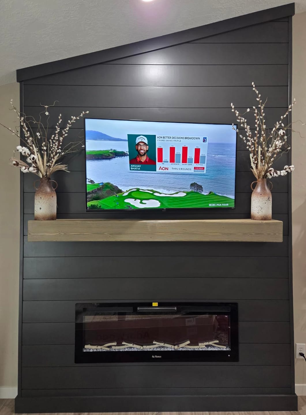 Customer photo review of 60" Handcrafted Real Wood Fireplace Mantel