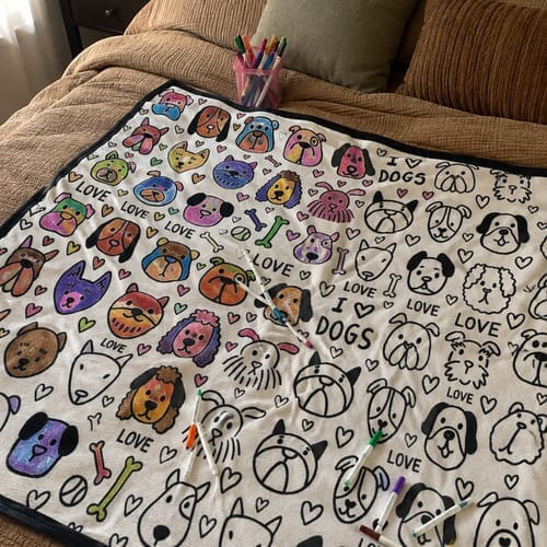 Customer photo review of Custom Blanket - For Adults - DIY Drawing with Markers