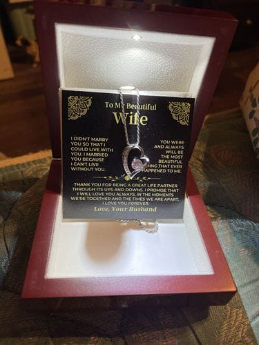Customer photo review of To My Wife Forever Love Necklace – Romantic Gift from Husband with Heartfelt Message Card