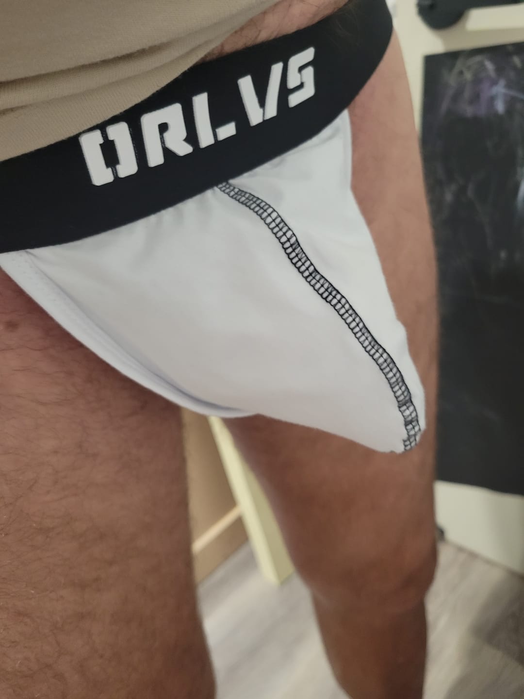 Customer photo review of 3 Pack Men's Cotton Thongs with Support Pouch