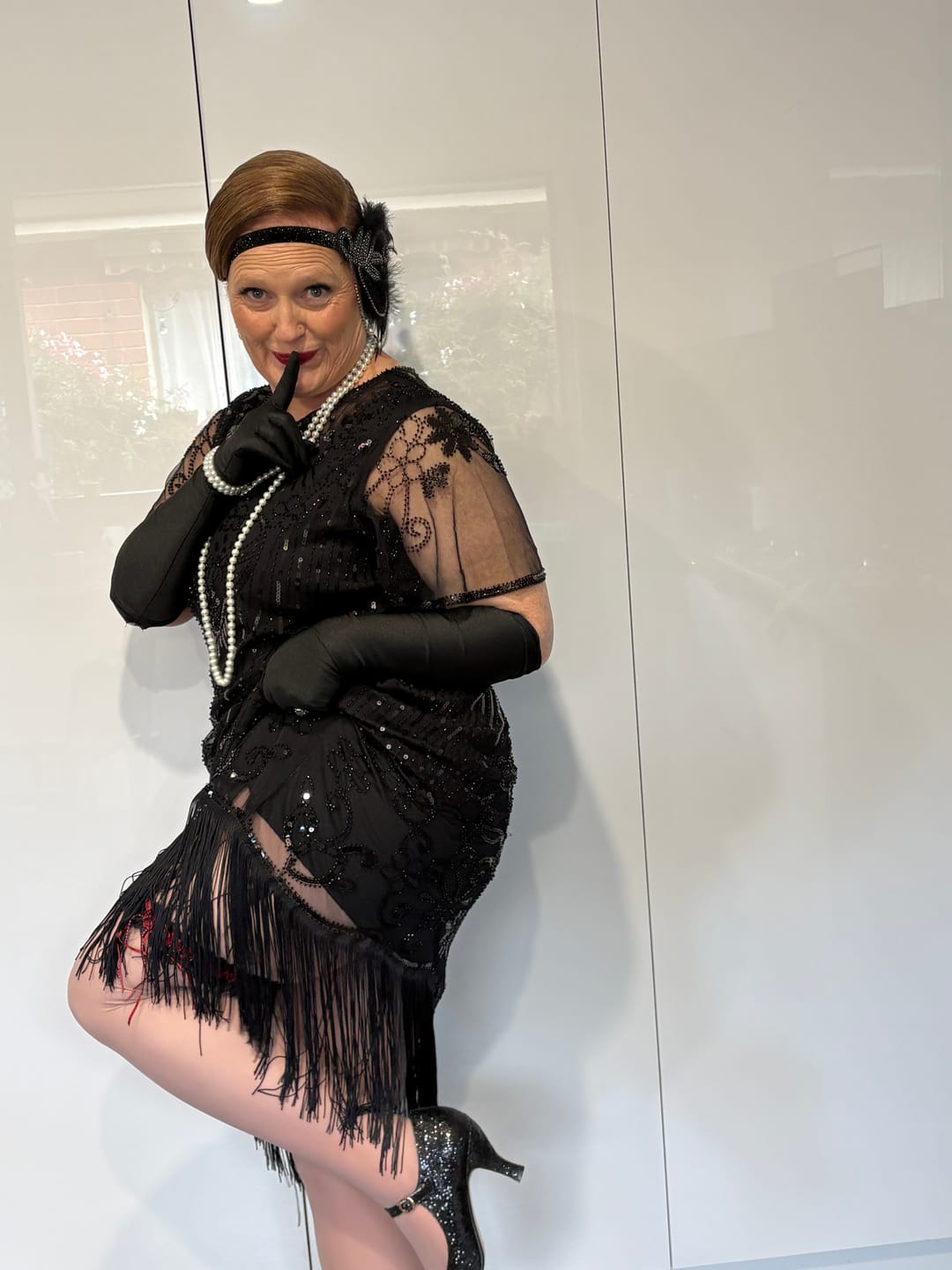Customer photo review of Long Black Gloves