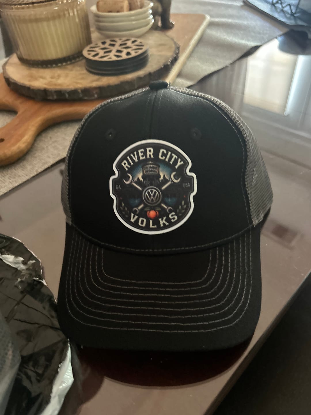 Customer photo review of Fans-Made | 3D Puff Embroidery Flat Embroidery Black Gray Trucker Hat – Available for Reorder