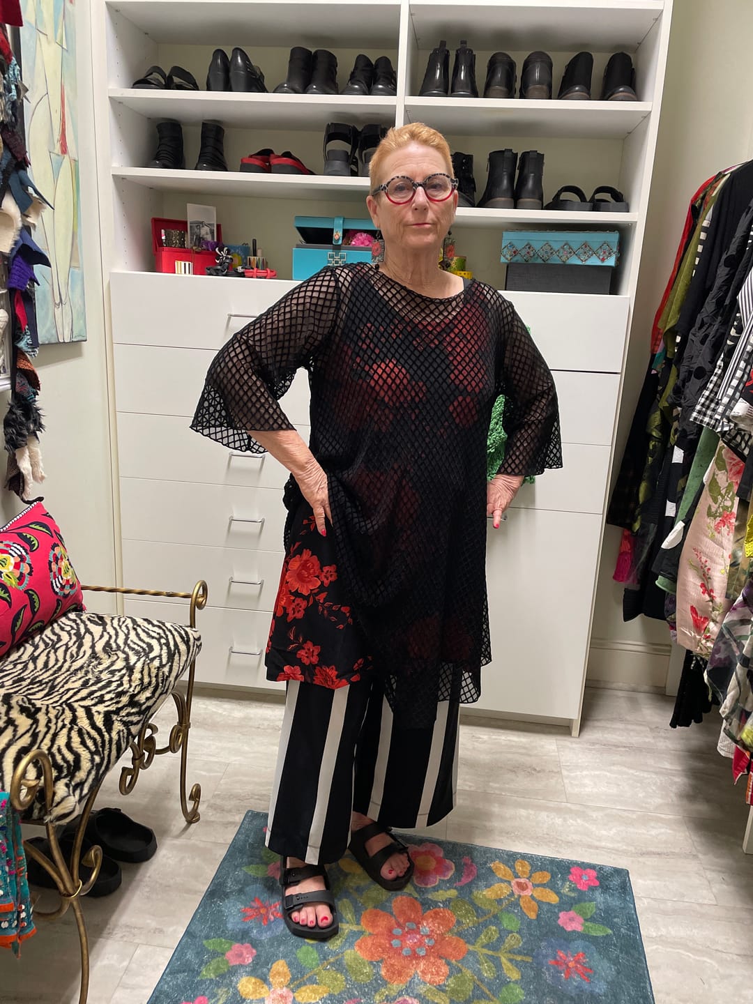 Customer photo review of Iki Chiffon Tank, Black/Red Peony