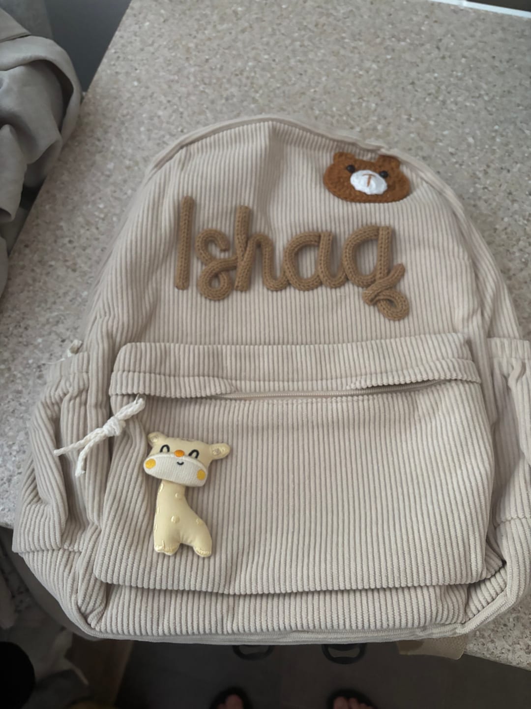 Customer photo review of K&C - Personalized Knitted Backpack