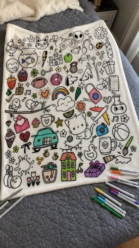 Customer photo review of Custom Blanket - For Adults - DIY Drawing with Markers