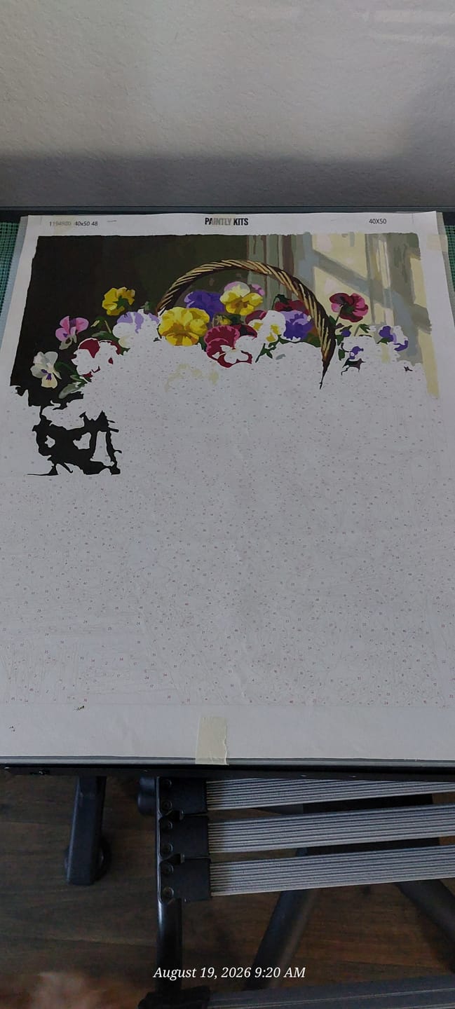 Customer photo review of Pansy Basket Windowsill (Paint by Numbers)