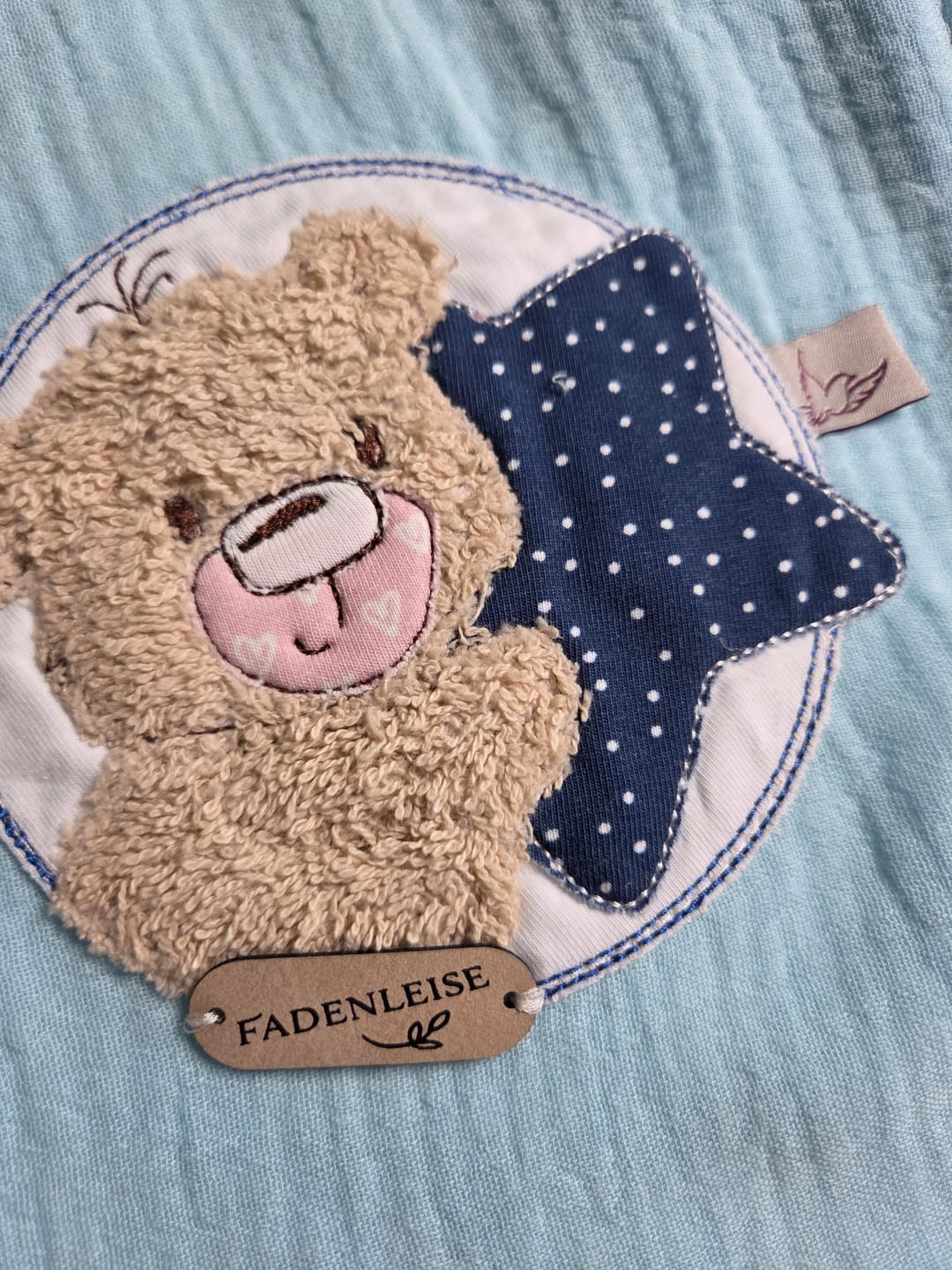 Customer photo review of Kunstleder Labels mit eigenem Schriftzug, verschiedene Farben