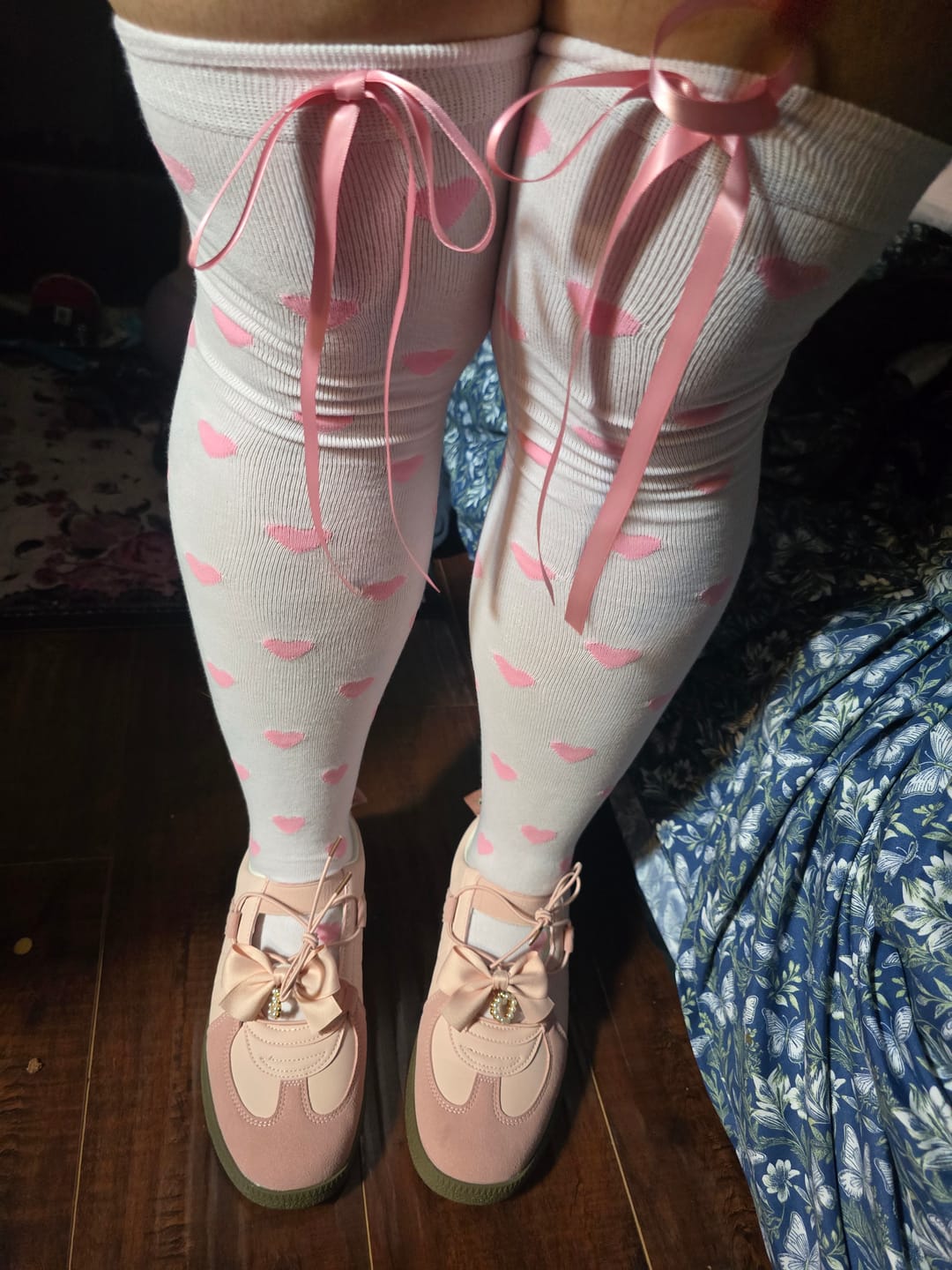 Customer photo review of *CLEARANCE* Balletcore Pretty Pink Bow Heart Sneakers - Women's