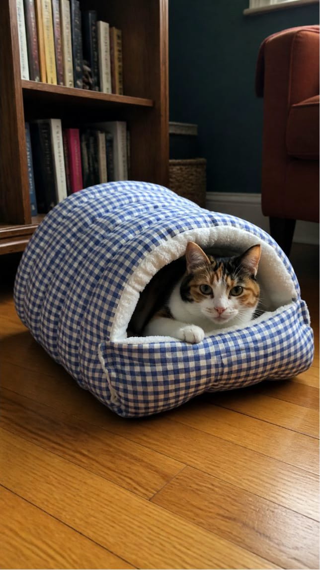 Customer photo review of Cozy Cave Pet Bed for Security & Warmth