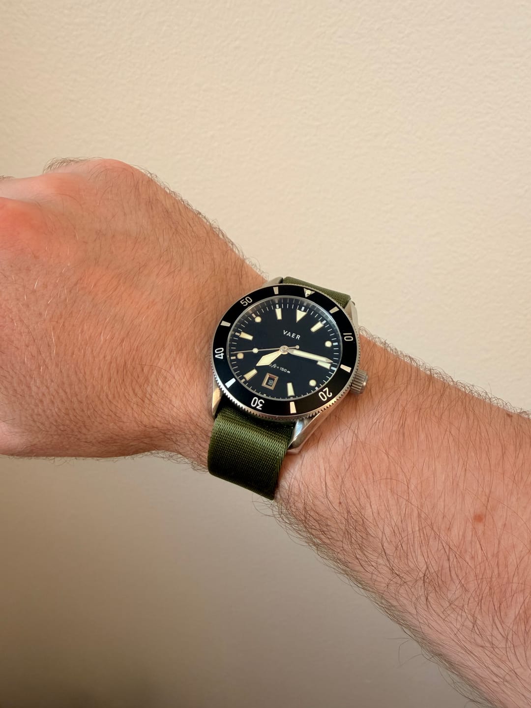 Customer photo review of Olive Green Premium Nylon Watch Strap