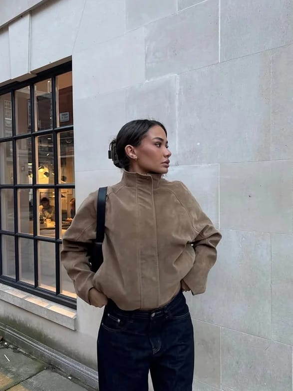 Customer photo review of Lara Suede Cropped Coat & Mini Skirt Set