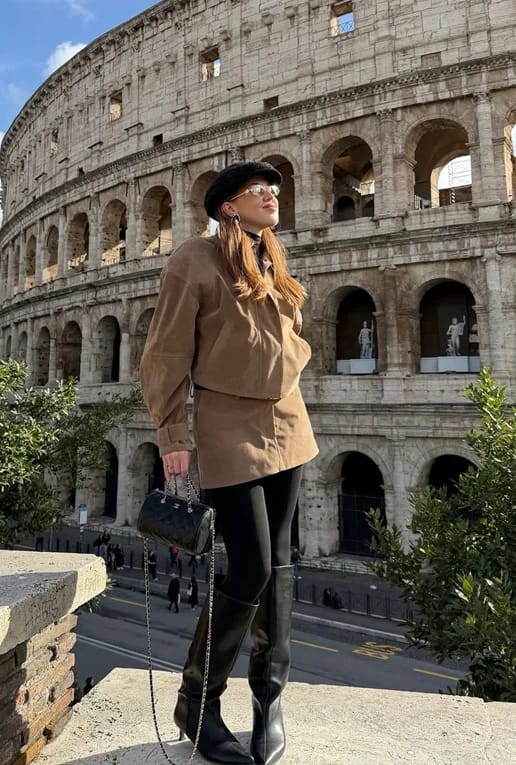 Customer photo review of Lara Suede Cropped Coat & Mini Skirt Set