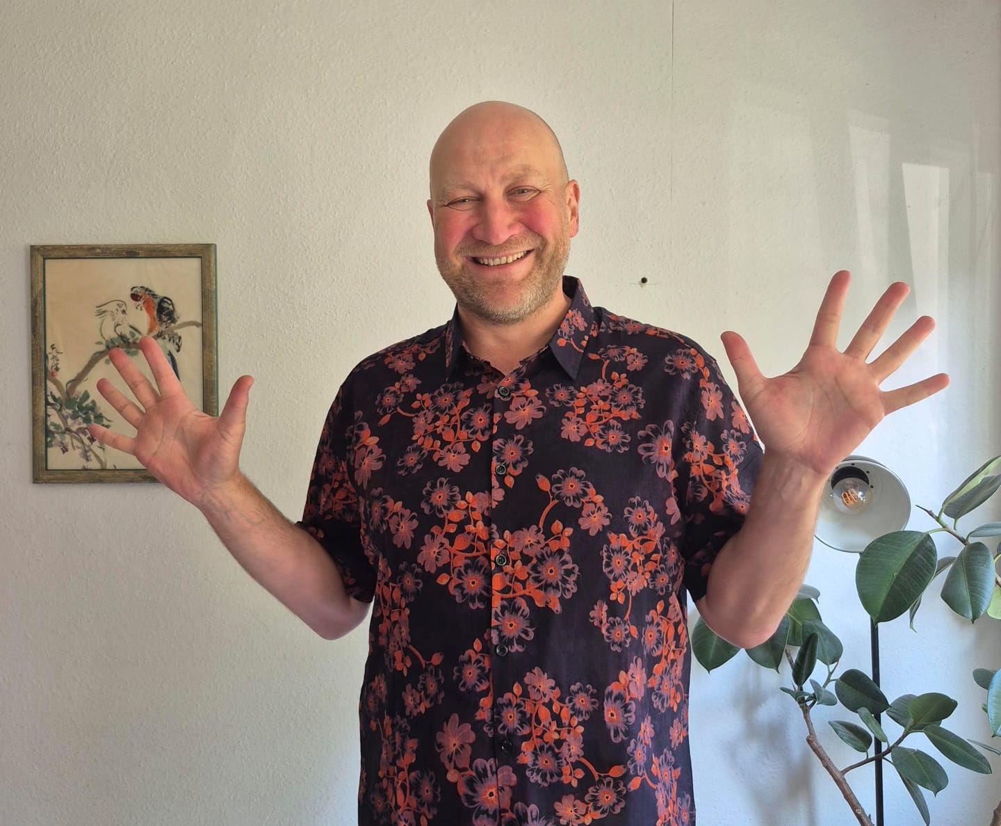 Customer photo review of Chemise Homme Florale Rétro en Coton Manches Courtes