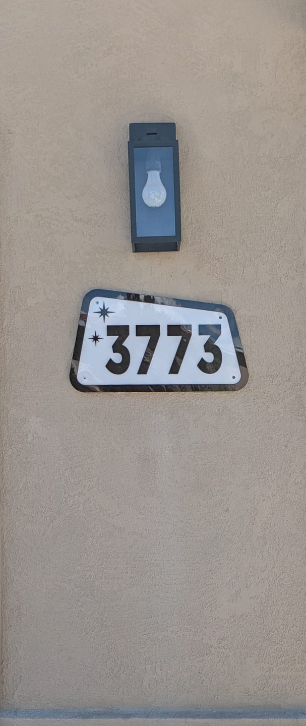 Customer photo review of Mid Century Modern House Number Sign, Custom Address Sign #23