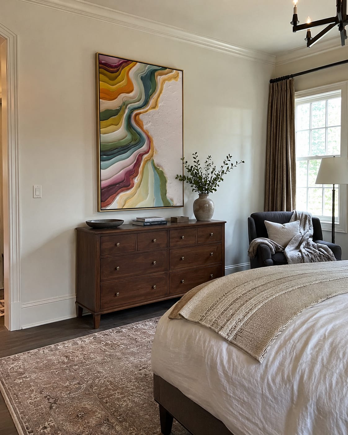 Customer photo review of Luminous Narrative – Wabi-sabi Heavy Impasto Abstract Painting | Modern Minimalist Living Room Art
