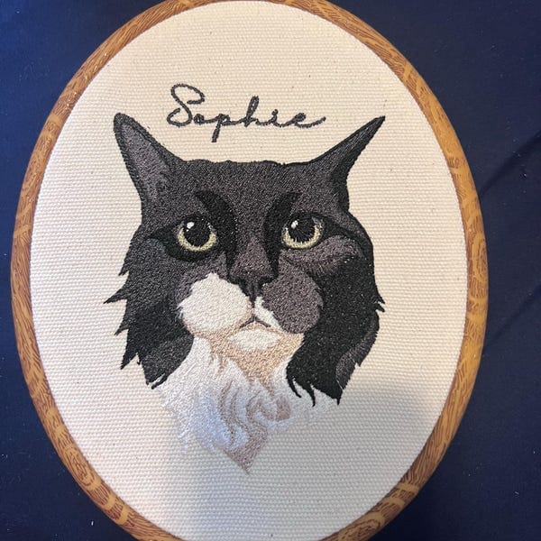 Customer photo review of Personalized Pet Portrait Embroidery Hoop Art
