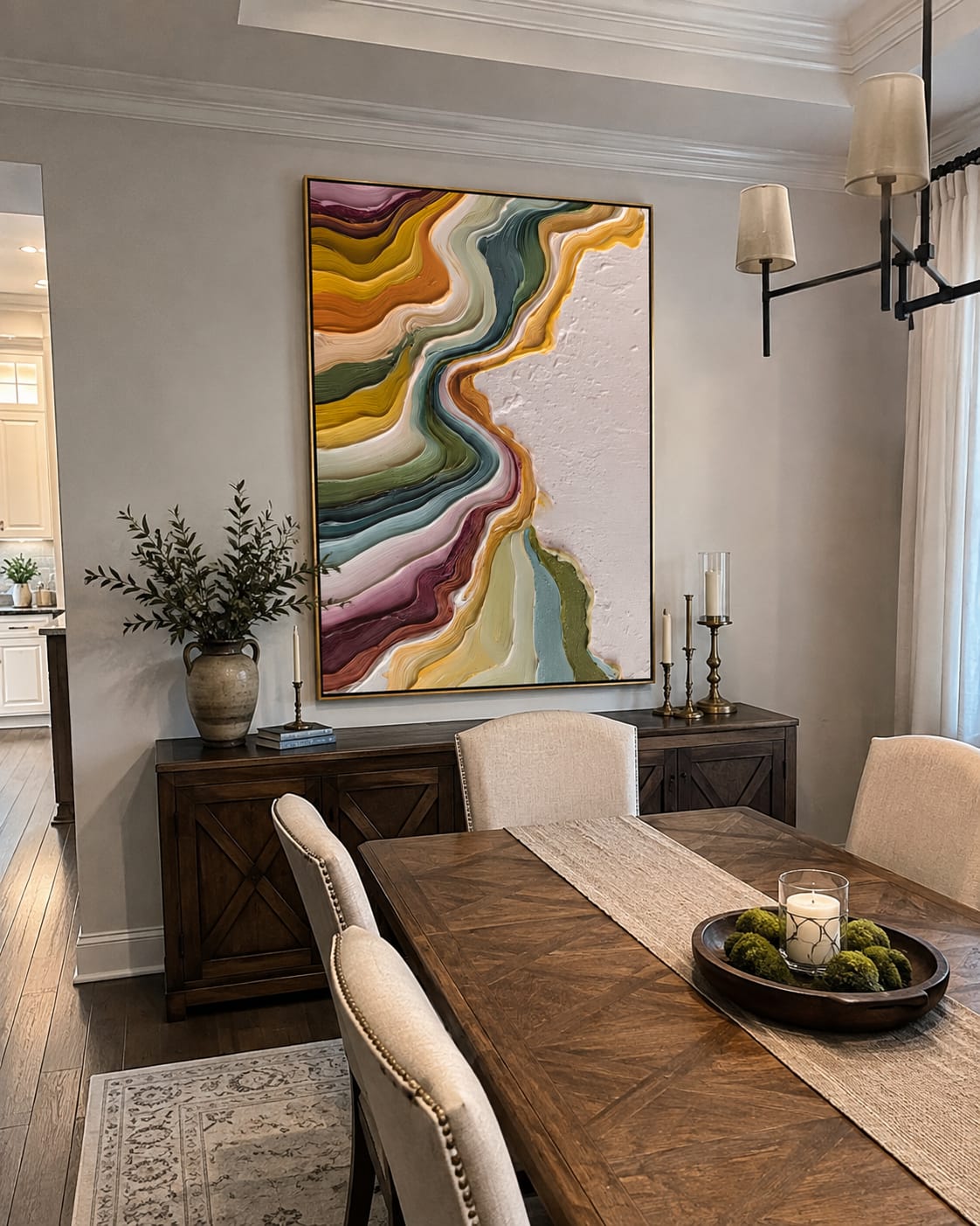 Customer photo review of Luminous Narrative – Wabi-sabi Heavy Impasto Abstract Painting | Modern Minimalist Living Room Art