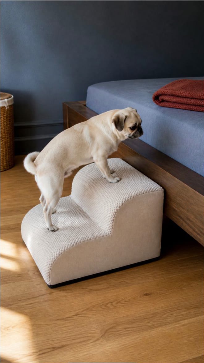 Customer photo review of AuraEase Soft Dog Stairs for Bed & Couch