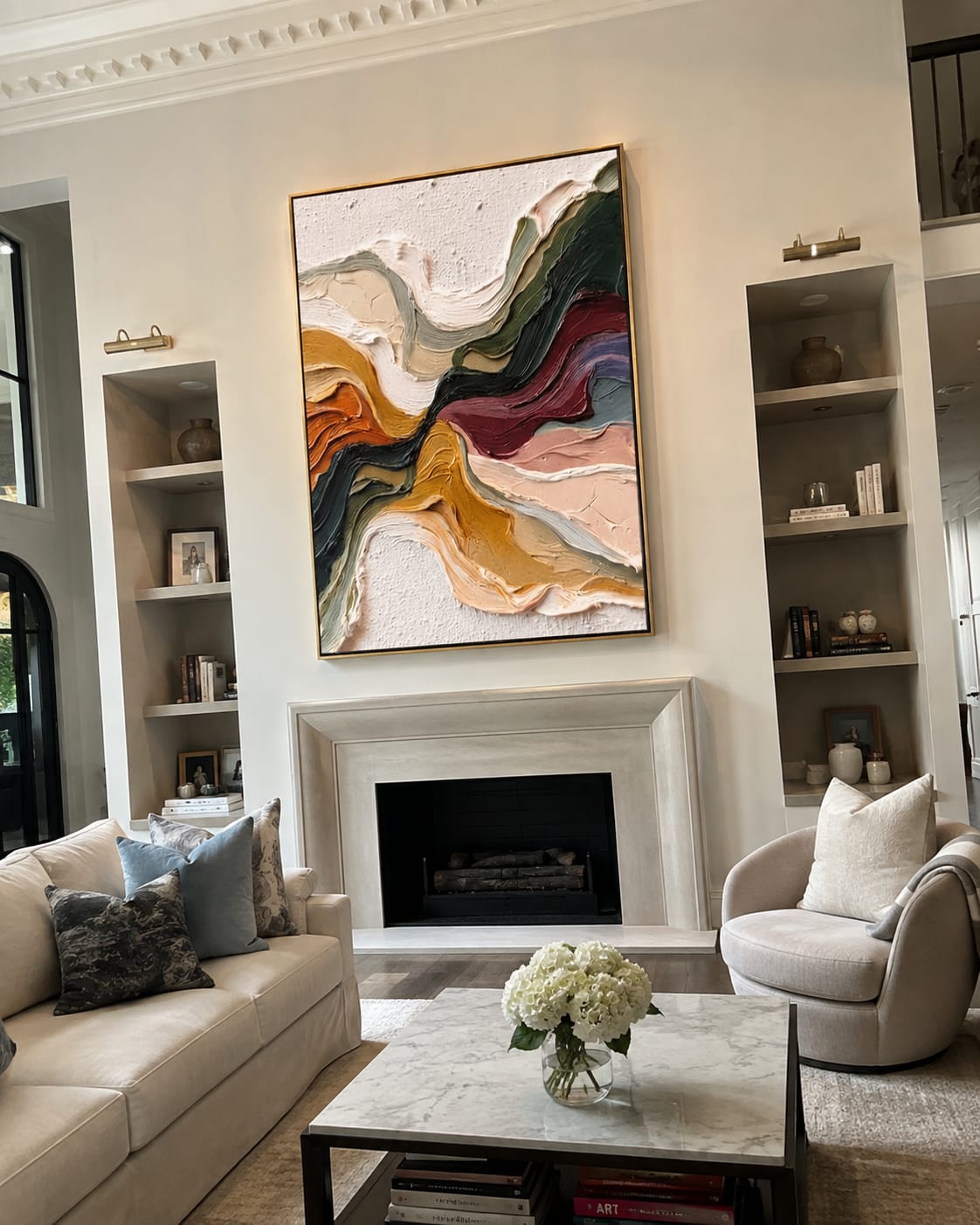 Customer photo review of Primal Flow – Wabi-sabi Heavy Impasto Abstract Painting | Modern Minimalist Entryway Art