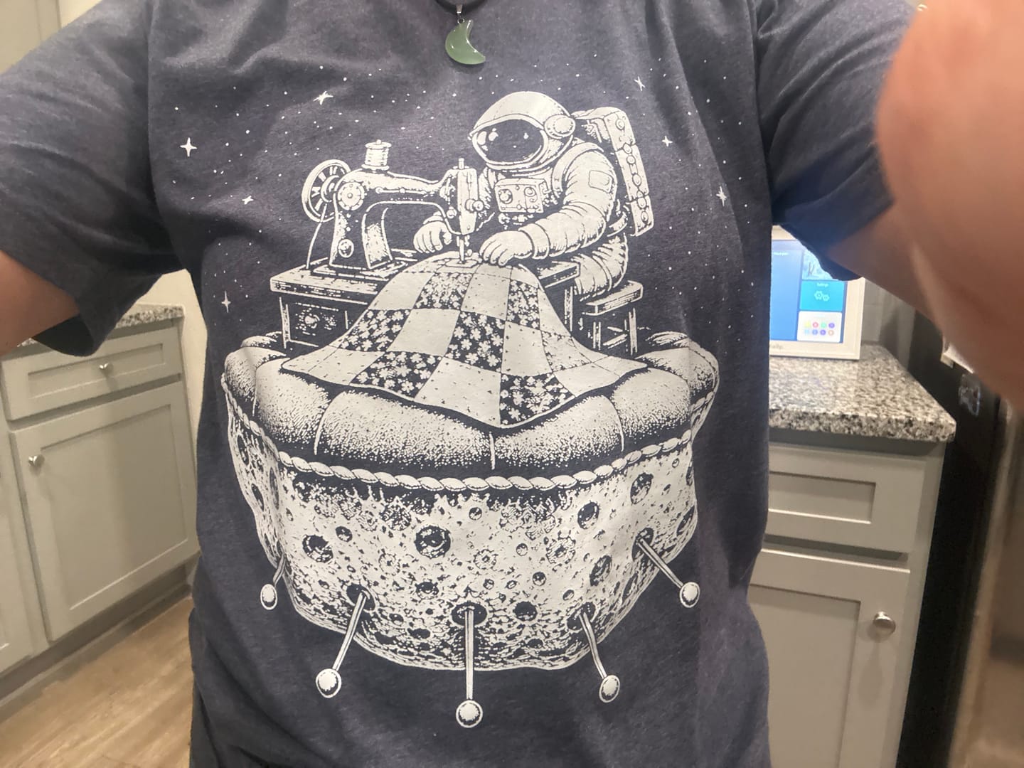 Customer photo review of The Space Quilter T-shirt