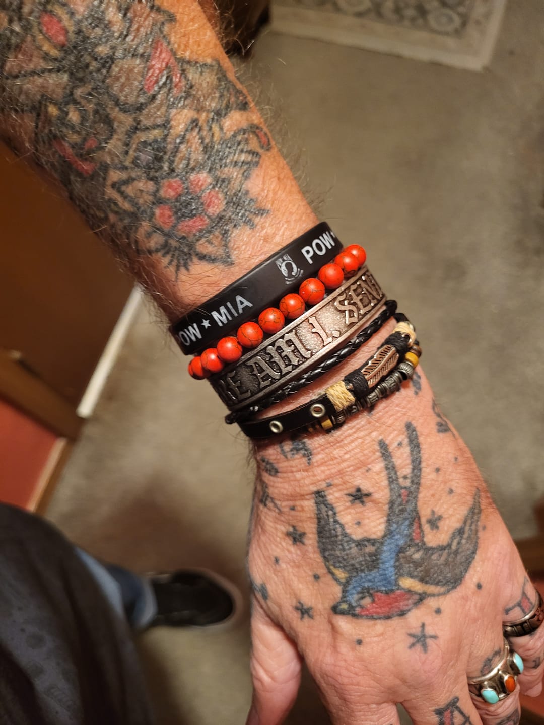 Customer photo review of Here Am I. Send Me. - Stainless Steel Cuff Bracelet
