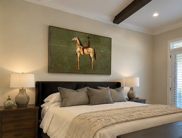 Customer photo review of Plains Rider – Vintage Americana Minimalist Cowboy on Horseback Painting | Western Modern Living Room Art