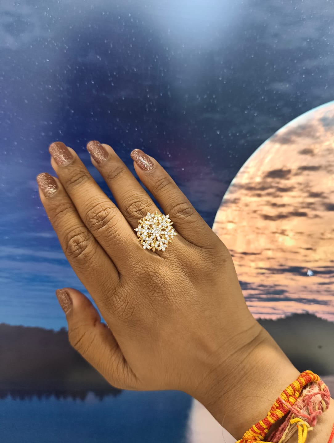 Customer photo review of Rhodium Plated Emerald Band Anti-Tarnish Waterproof Ring