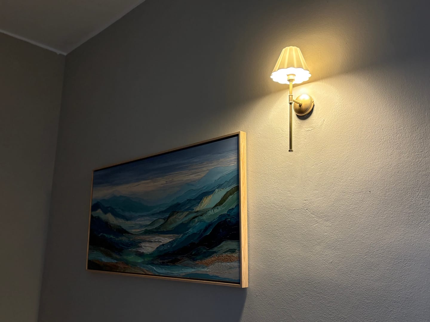 Customer photo review of Green, Grey, and Gold Mountain Landscape Wall Art
